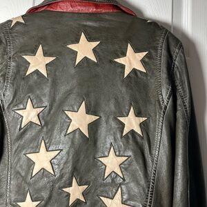 Star-Patterned Leather Jacket